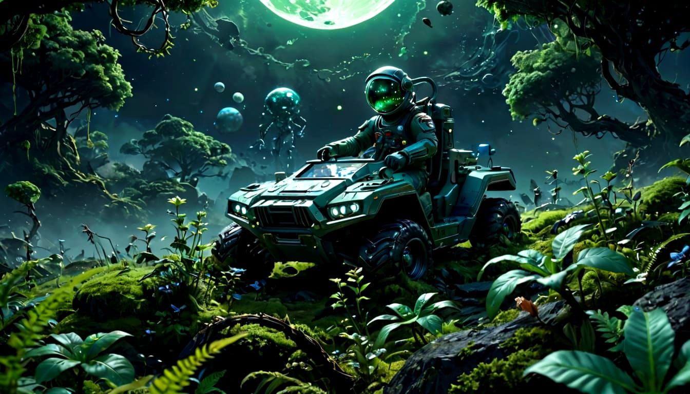 Surreal Lunar Landscape in Sci-Fi Style