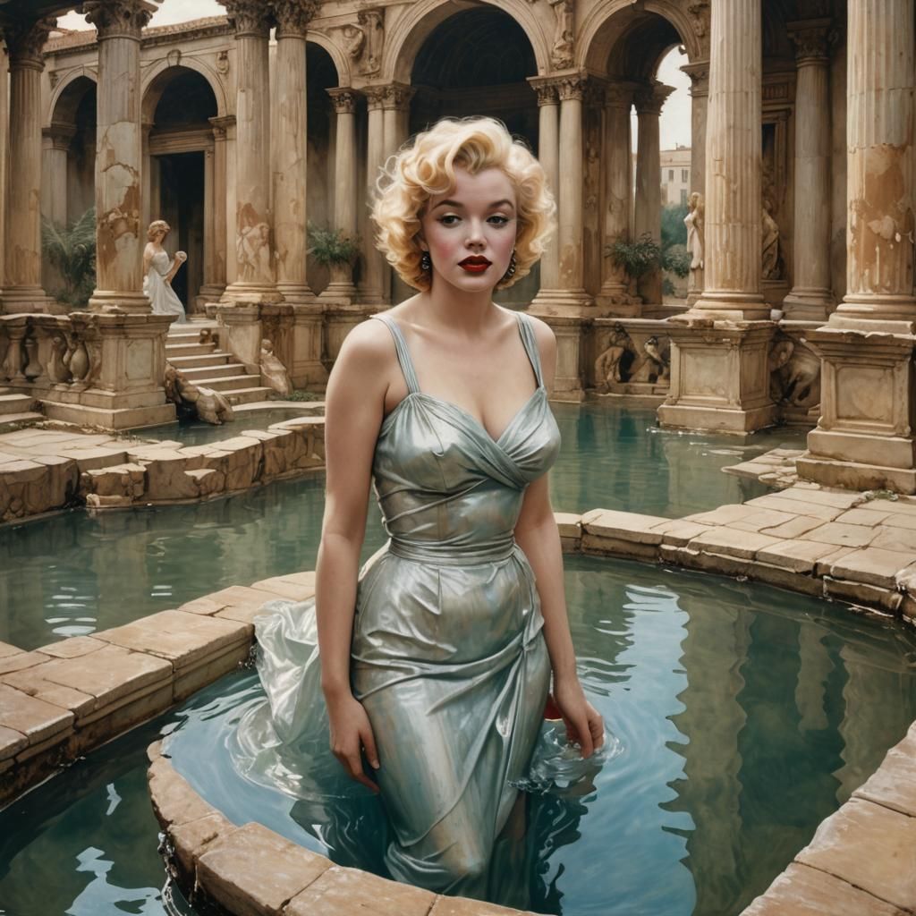 Marilyn Monroe in Alma-Tadema Style Painting