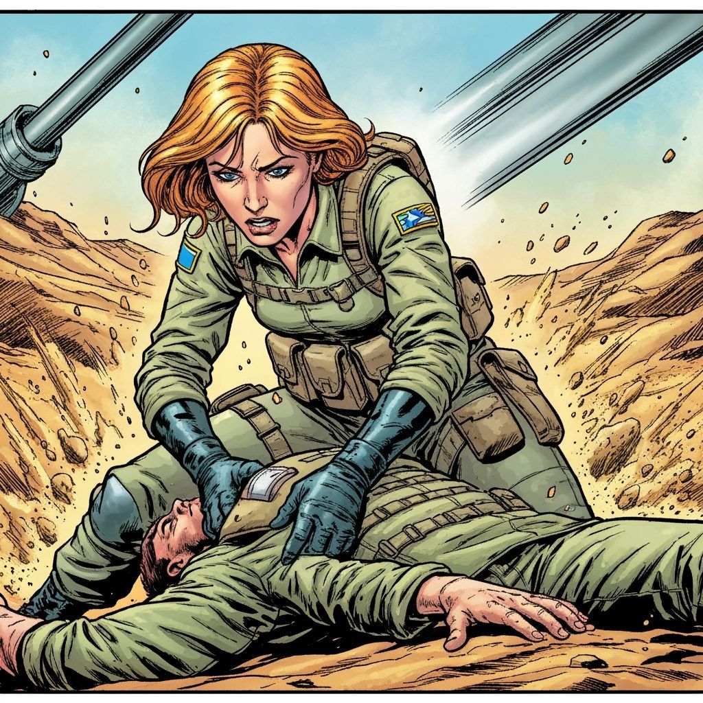 Combat Medic in Desert, Gijoe Comic Art