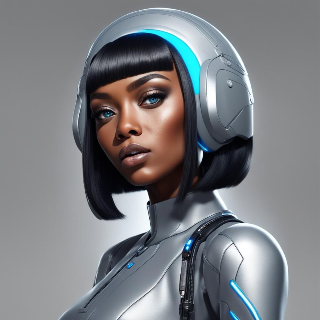 Futuristic Woman with African Features in Digital Art