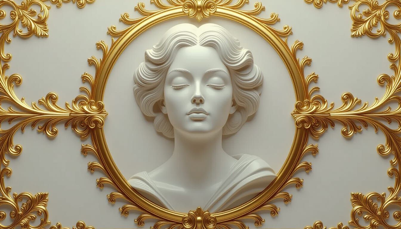 Porcelain & Gold Woman Profile Portrait