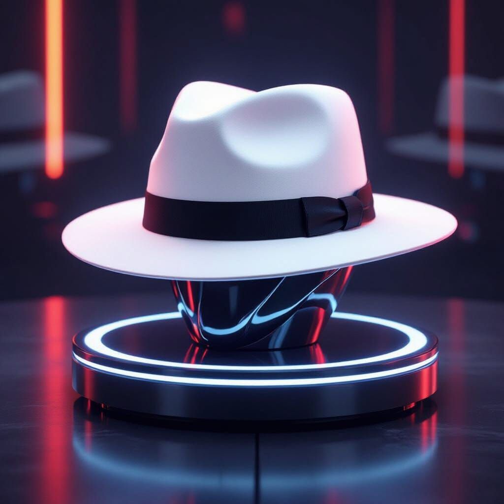 Futuristic Fedora Hat on Rotating Display Stand