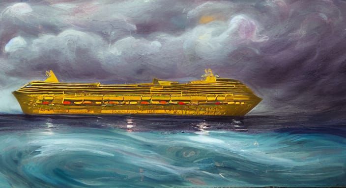 Cruise ship in the rain