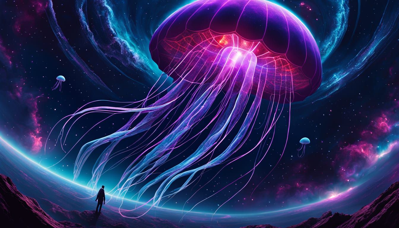 Giant Jellyfish Drifting Through Cosmic Void