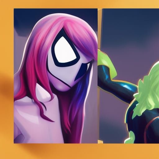 Spider-Gwen Meets Venom: Storybook Illustration