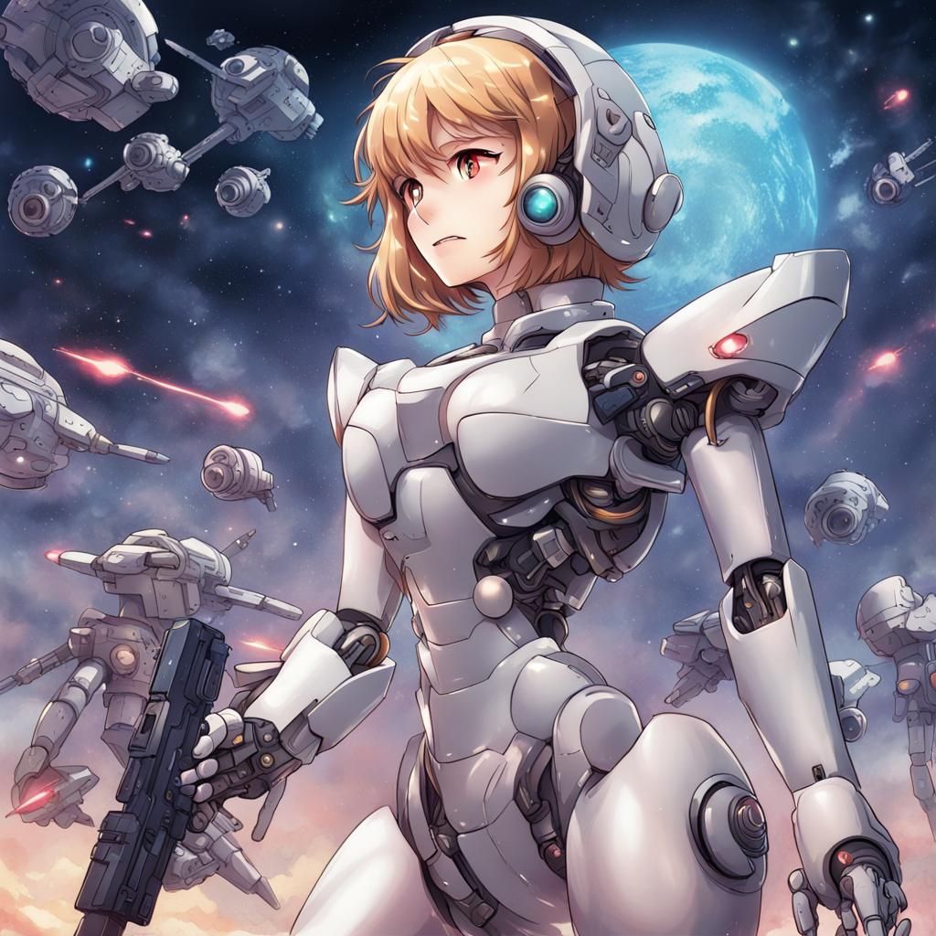 Anime Robotic Space Princess Fighting on Earth