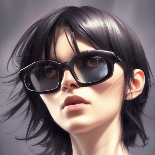 Detailed Portrait with Silver Glasses, Digital Art
