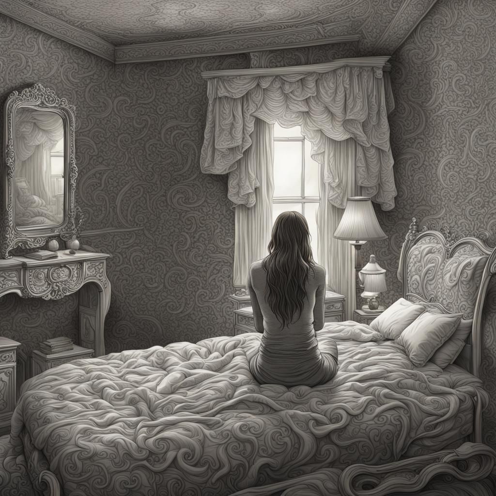 Woman in Distress: A Detailed Bedroom Scene