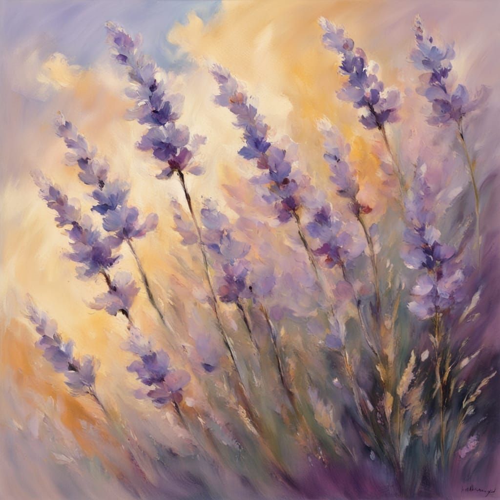 Surreal Lavender Landscape in Impressionist Style