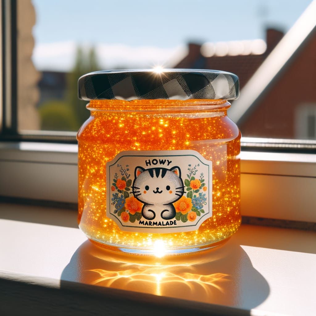 Glowing Marmalade Jar with Cat Label