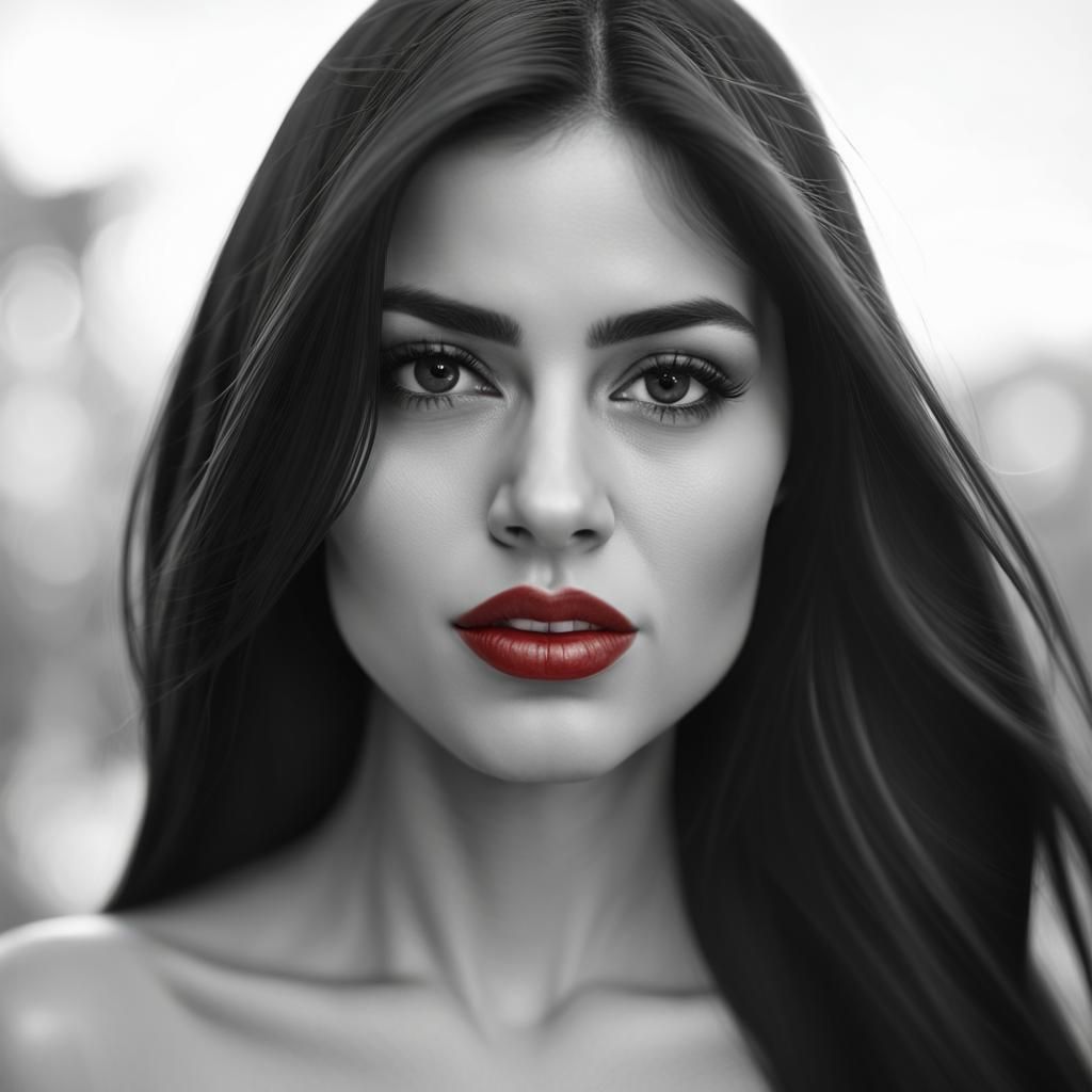 Beautiful Latin Woman Portrait in Black and White
