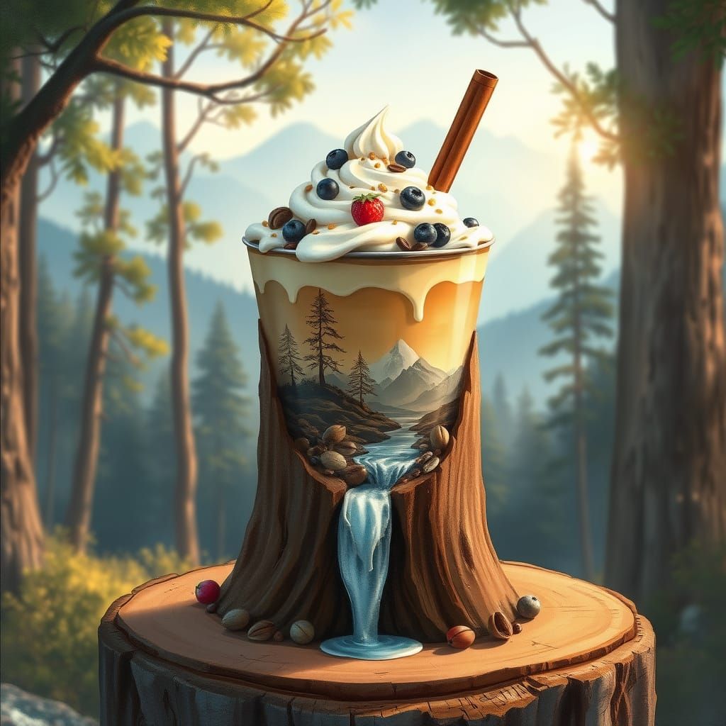 Fantasy Forest Dessert Oasis in Whimsical Watercolor Style