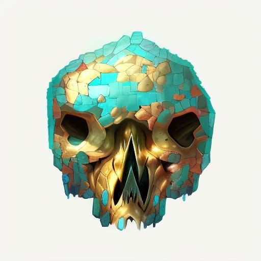 Sapphire Jaguar Skull with Golden Halo
