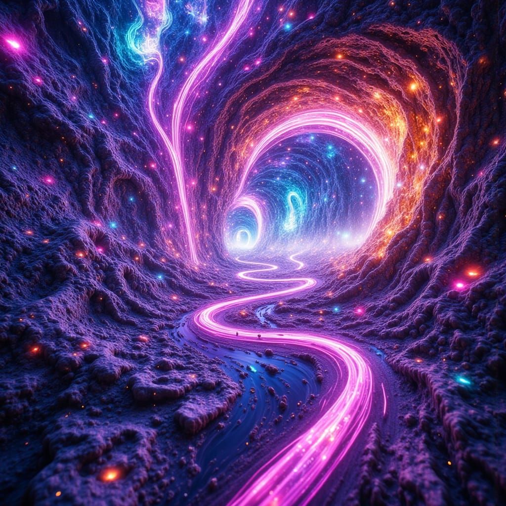 Abstract Dimension with Luminous Ribbons of Light