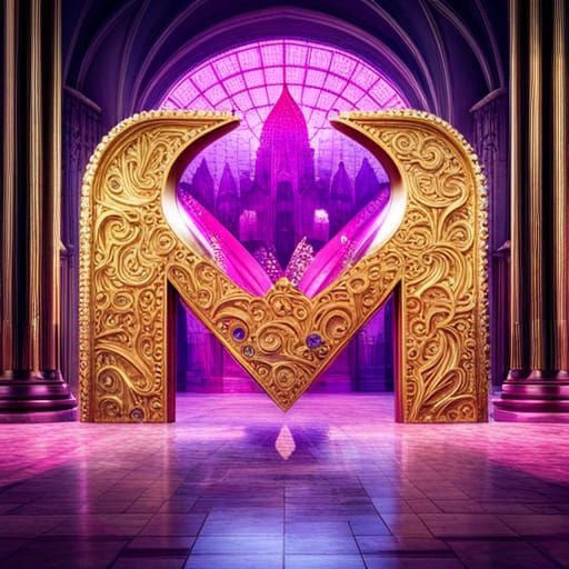 Diamond Letter M in 3D Jewel Splash