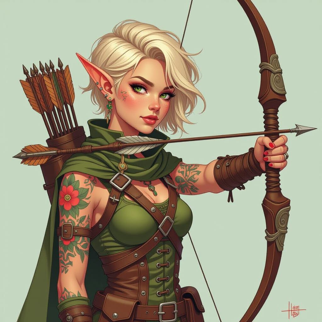 Fantasy Elf Ranger in Vibrant Colors