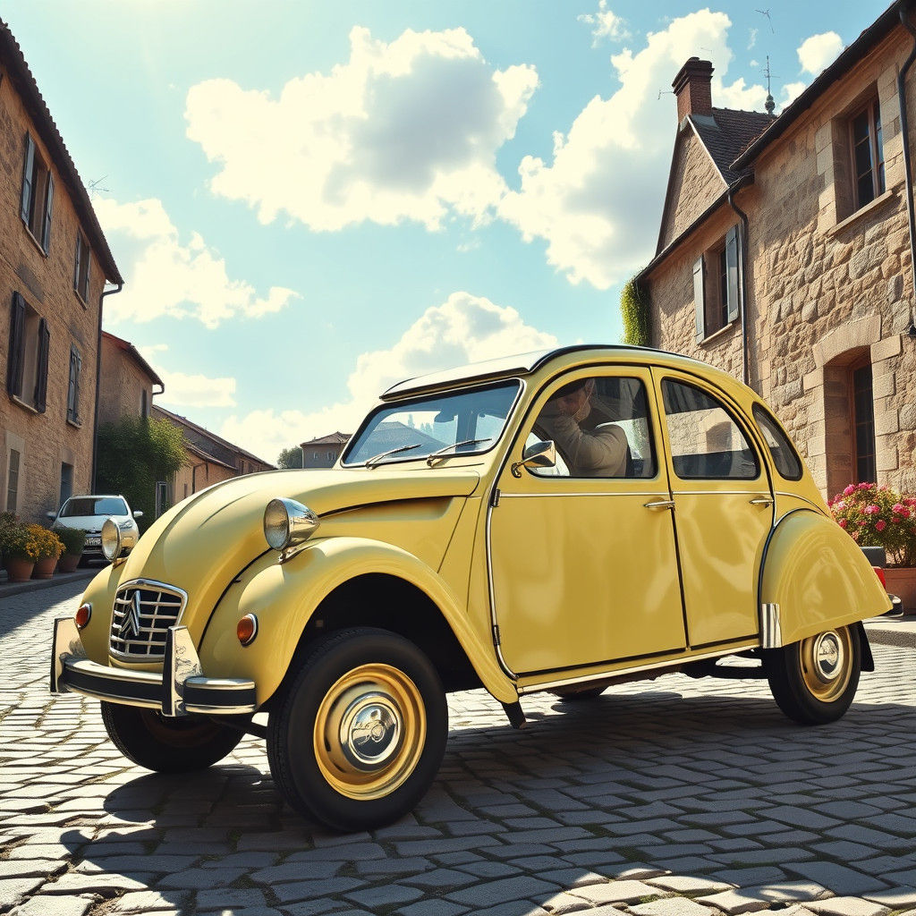 Citroen 2CV in Rural France, Impressionistic Style