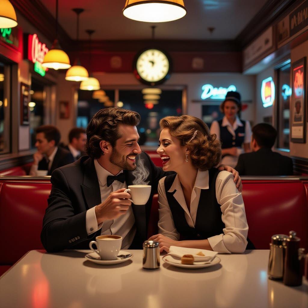 Midnight Diner Couple in Alma Tadema Style