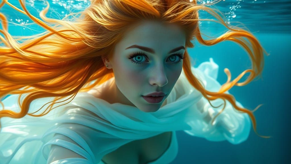 Ethereal Mermaid in Emerald Depths