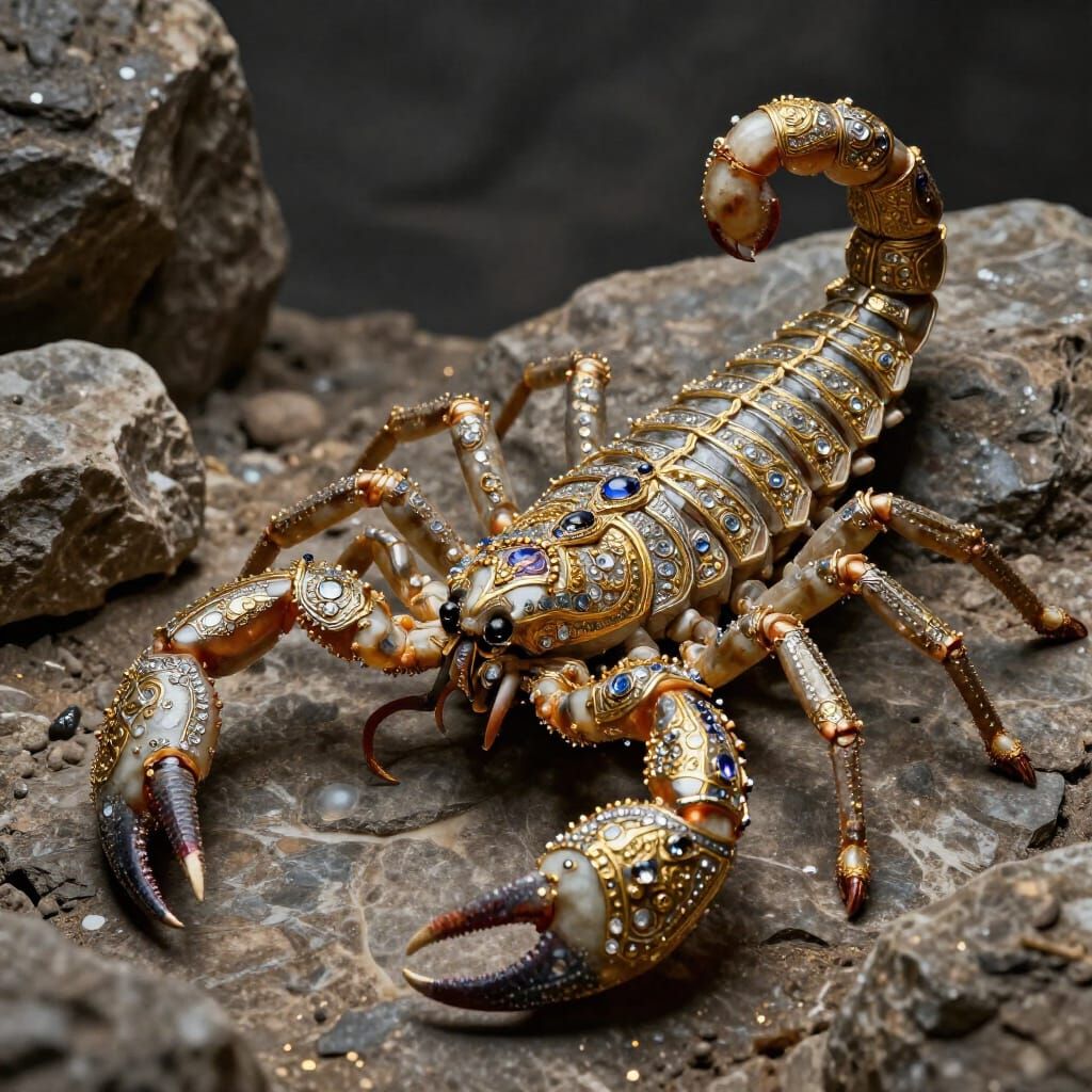 Jewel-Encrusted Stone Scorpions in Epic Battle