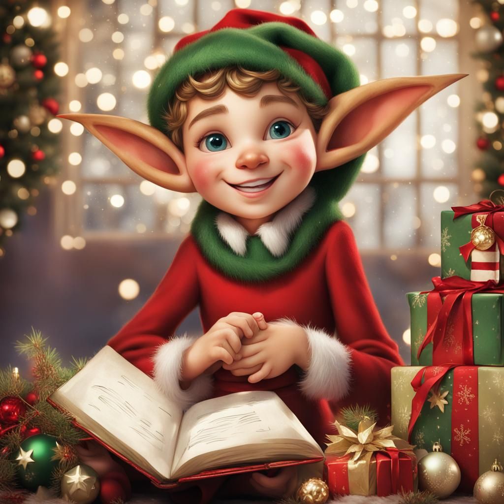 Festive Elf in Santa's Workshop with Christmas Tales
