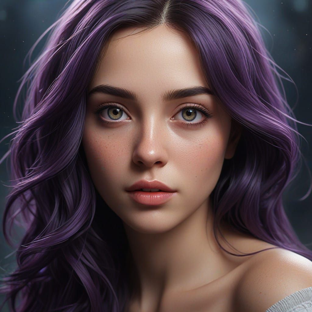 Realistic Portrait of a Young Woman in a Dreamy Atmosphere