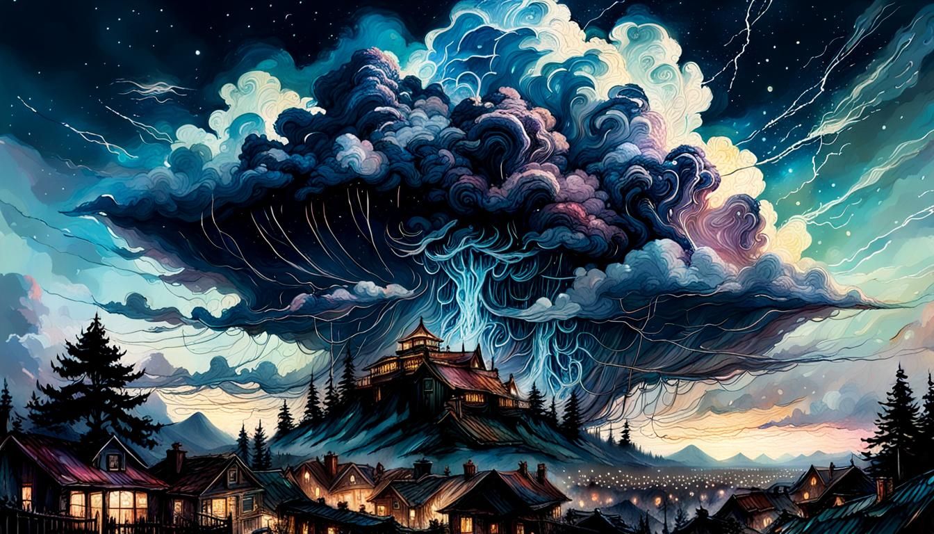 Night Cloudscape Avatar in Detailed Matte Style