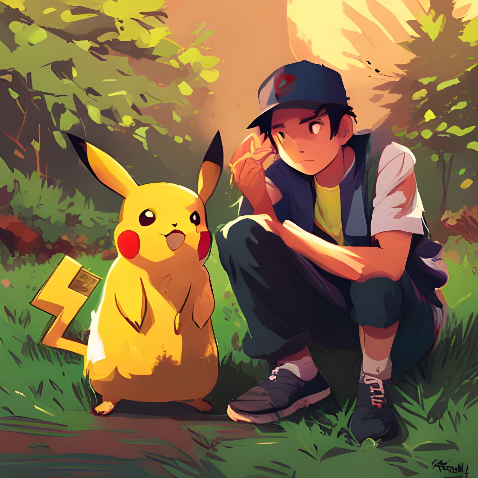 Ash Ketchum and Pikachu: A Digital Portrait