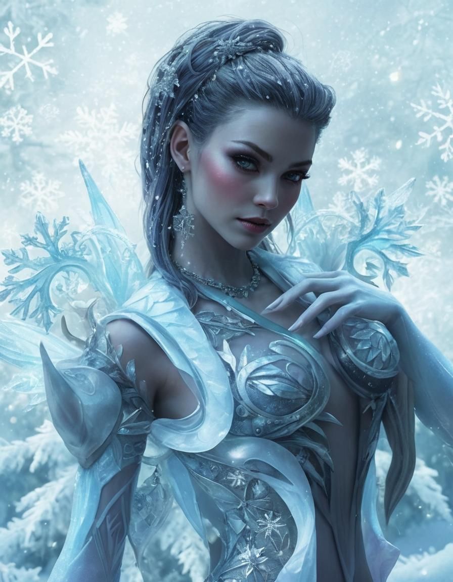 Icy Fairy Portrait in Magical Realism Style