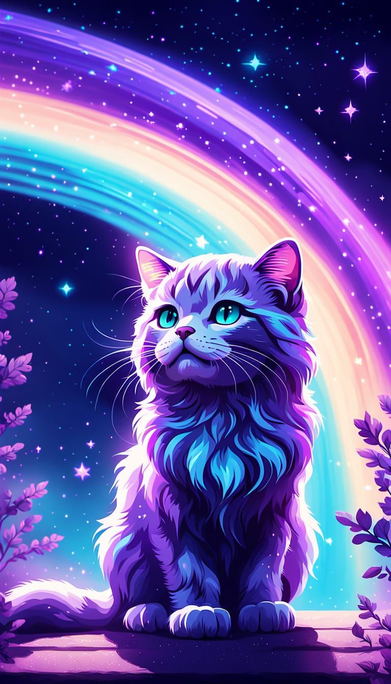 Galactic Feline Majesty in Dreamy Cosmos