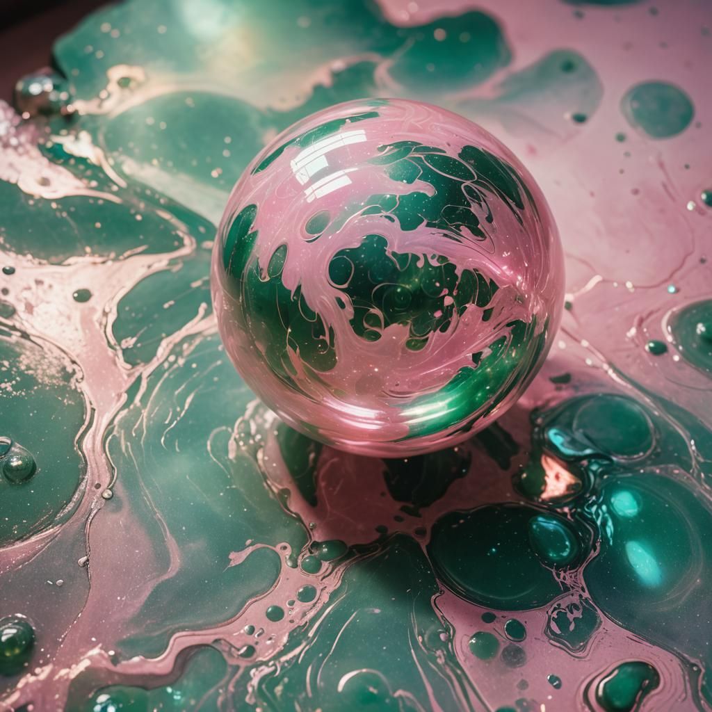 Glowing Marbled Sphere in Mid-Air: Vintage Sci-Fi