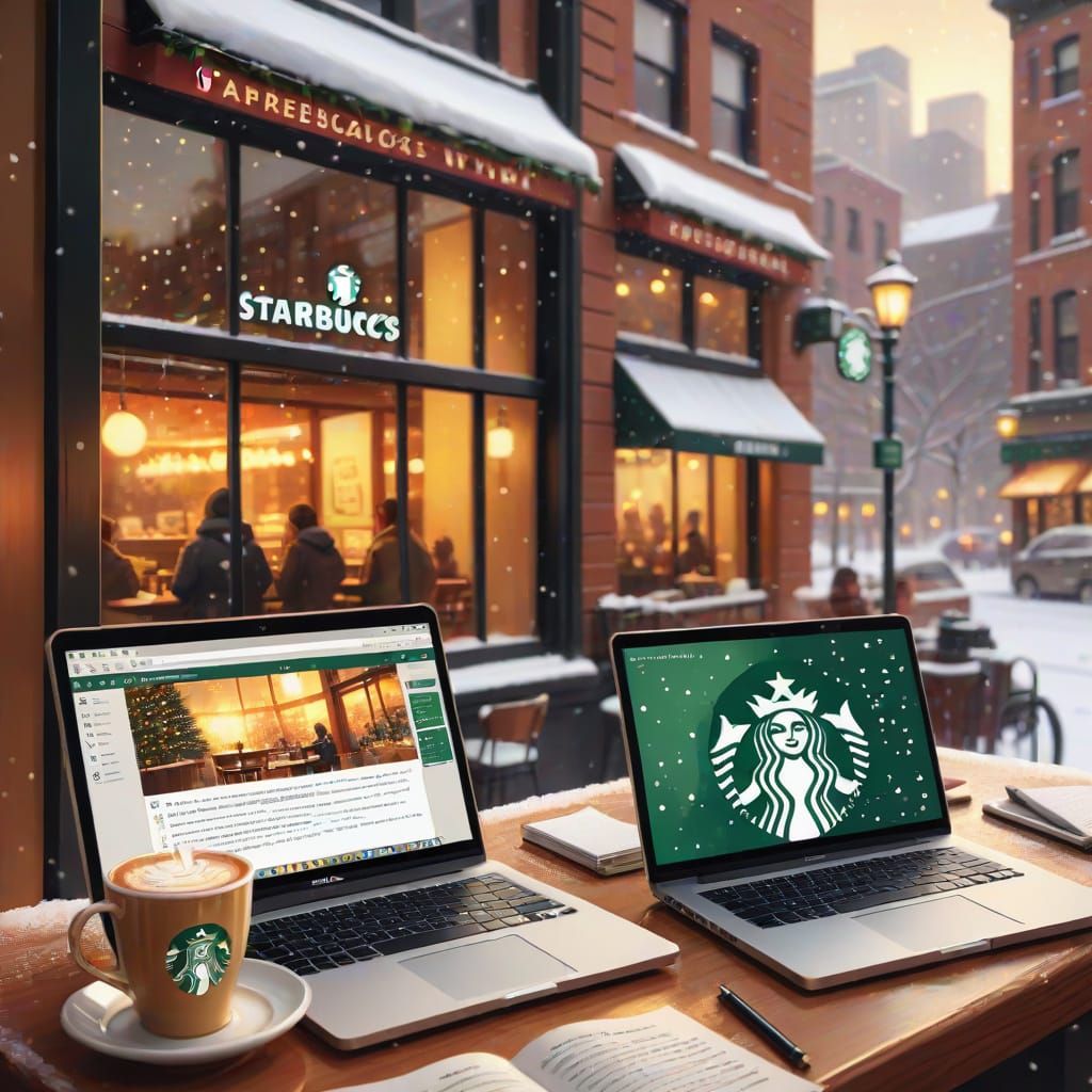 Cozy Christmas Coffee in Snowy New York
