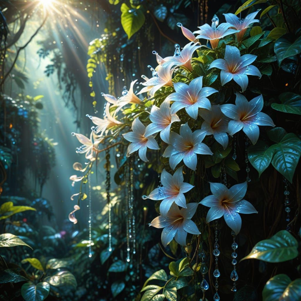 Iridescent Angel's Tears Flower in Jungle