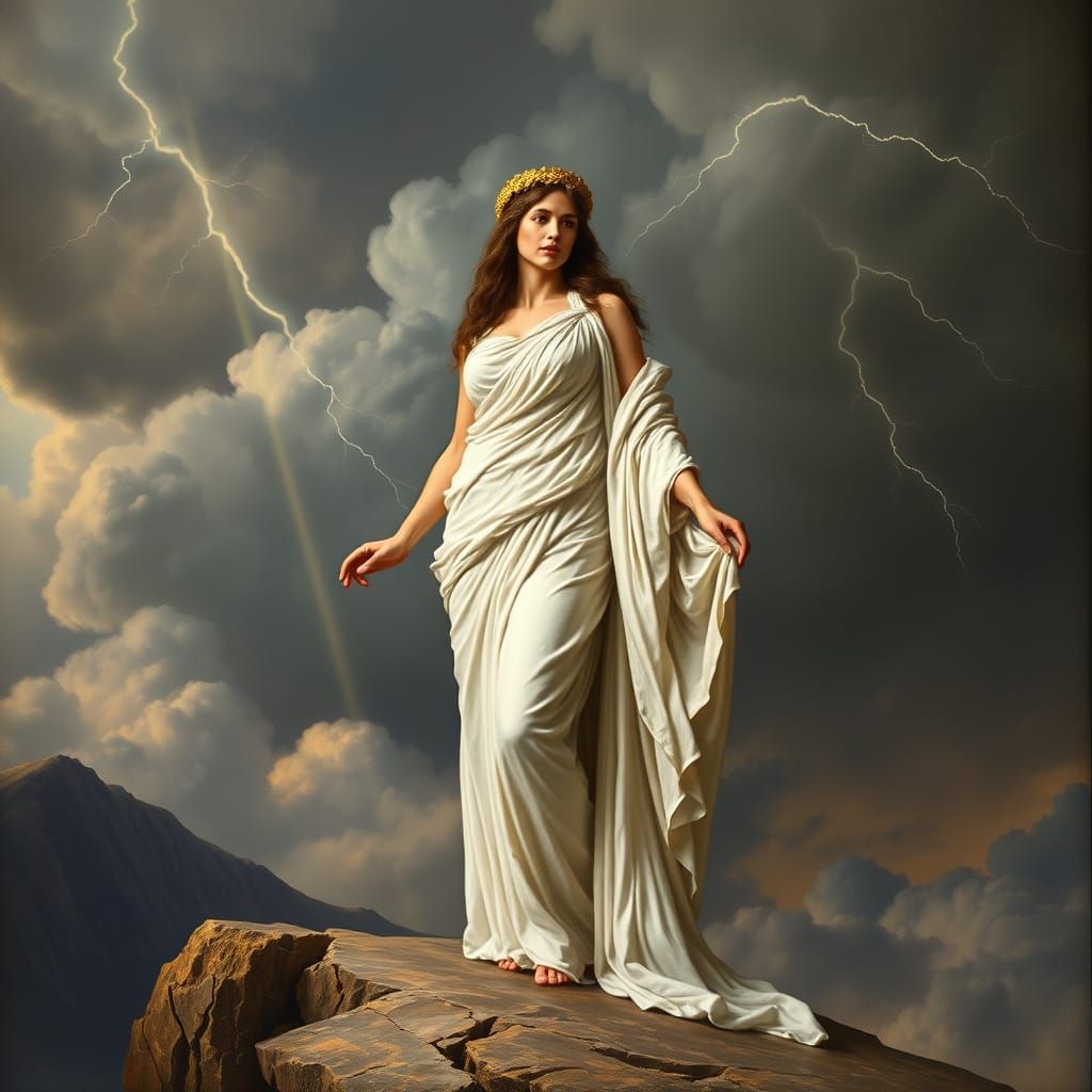 Hera on Mount Olympus in Dramatic Lighting