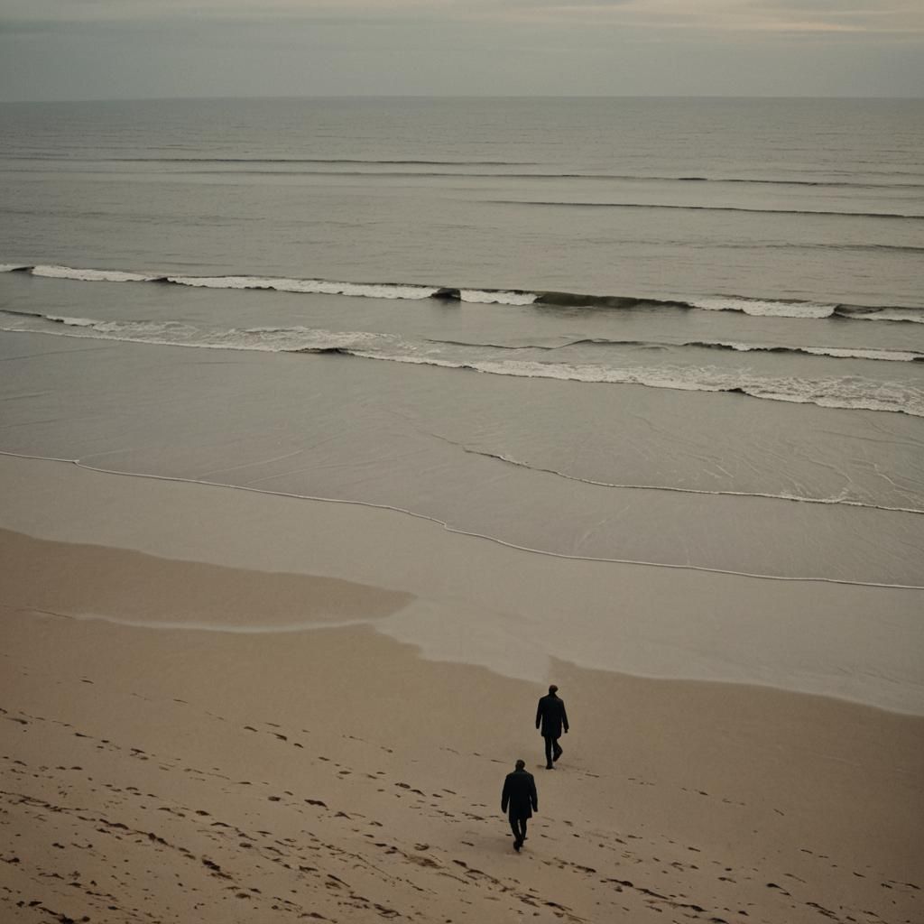 Solitary Figure on a Beach at Sunset