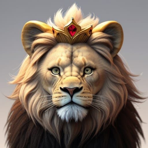 Charming Cartoon Lion Holding Hearts on Cloud