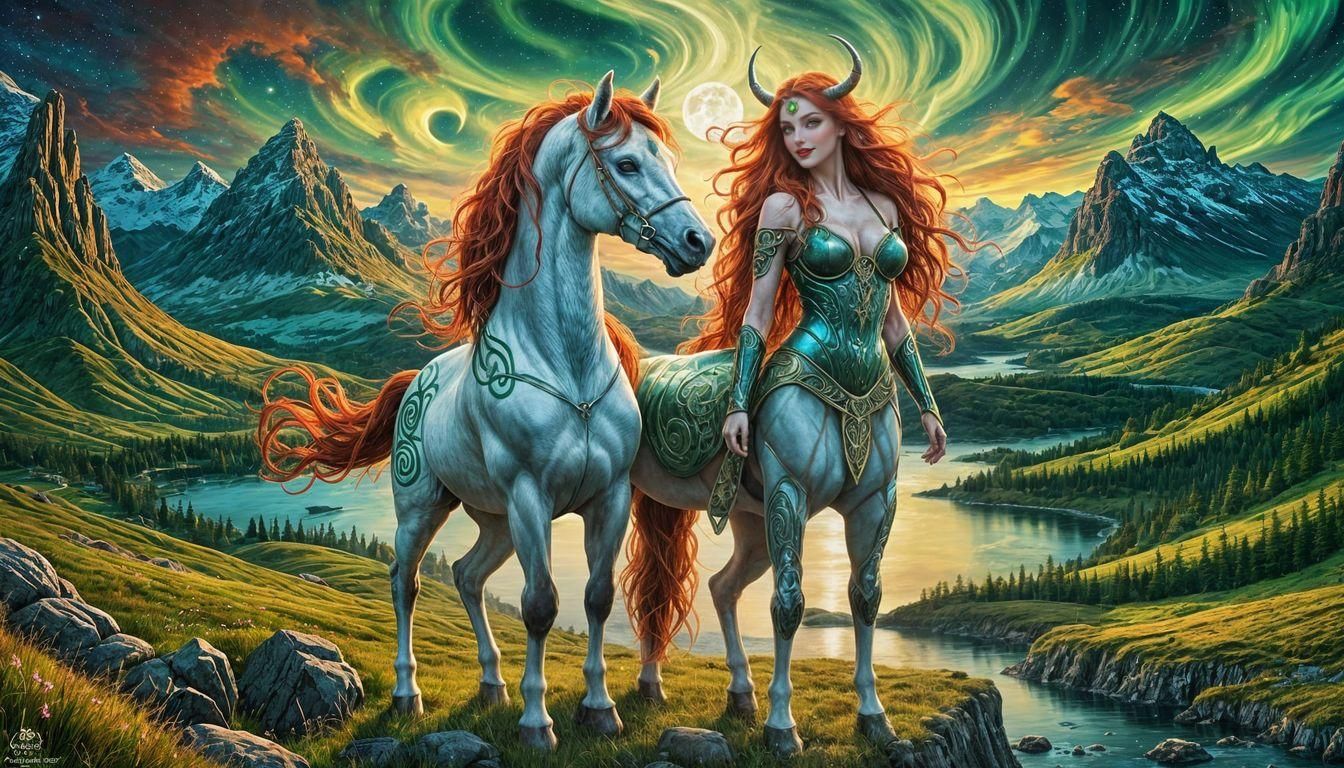 Celtic Centaur in Magic Landscape at Full Moon