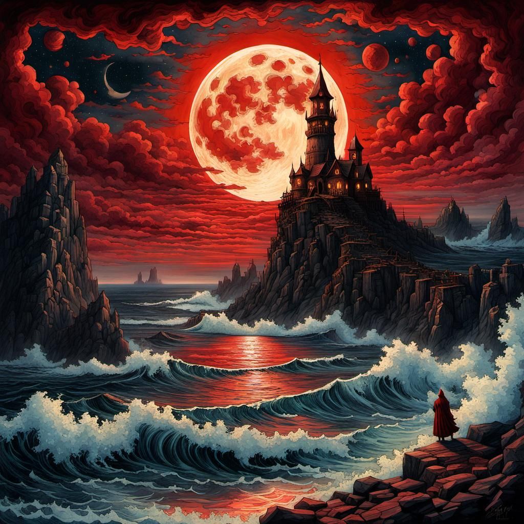 Mystic Tower: Occult Landscape in Detailed Horror Style