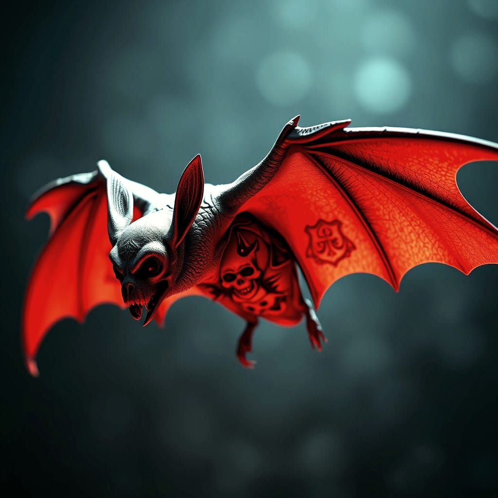 Skull Tattoo Bat 3D Logo Design