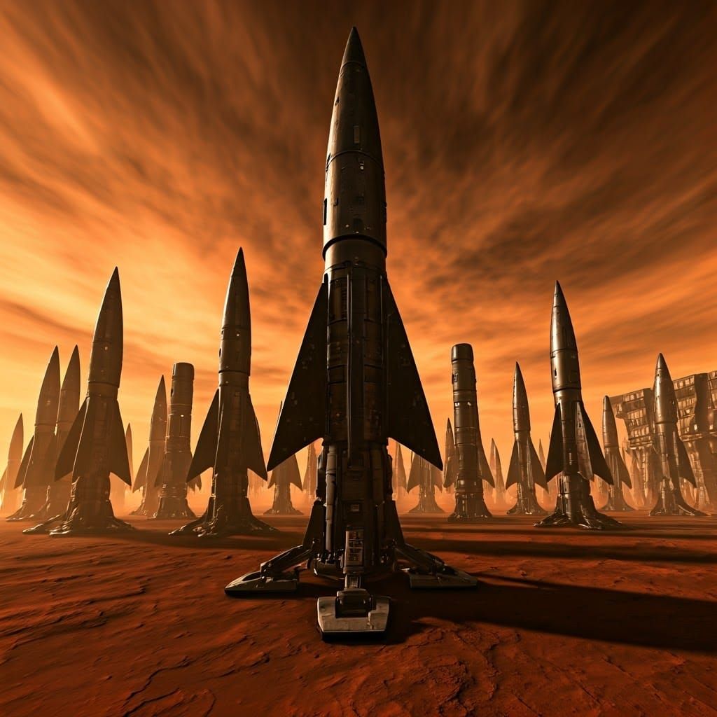 Futuristic Missiles on Mars in Sci-Fi Style