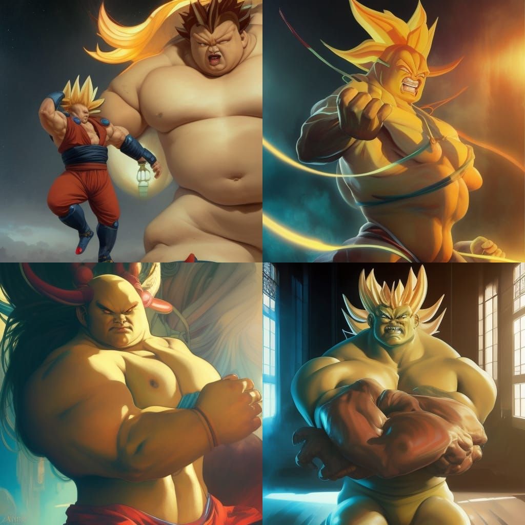 Big Alien Sumo Fighter , full of rage, super saiyan , beauti...