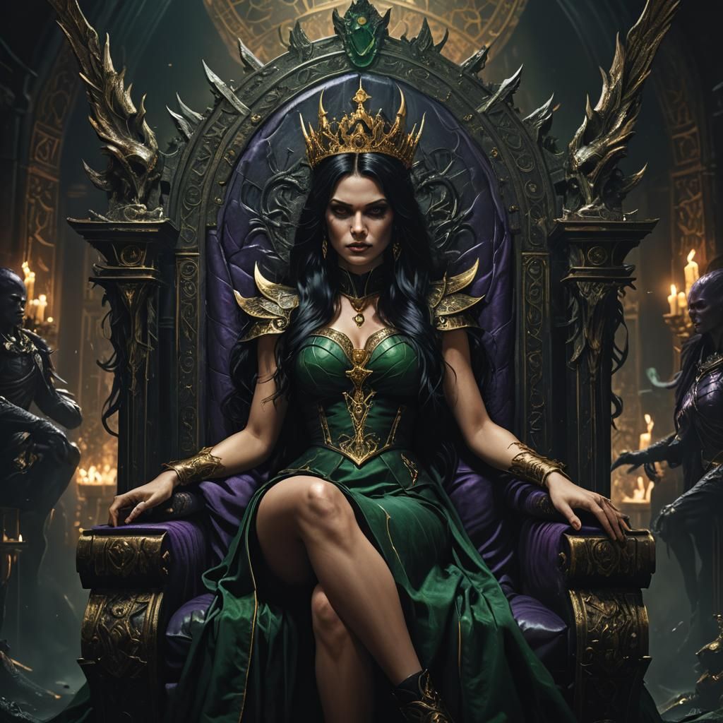 Dark Fantasy Portrait: Lilith on a Throne