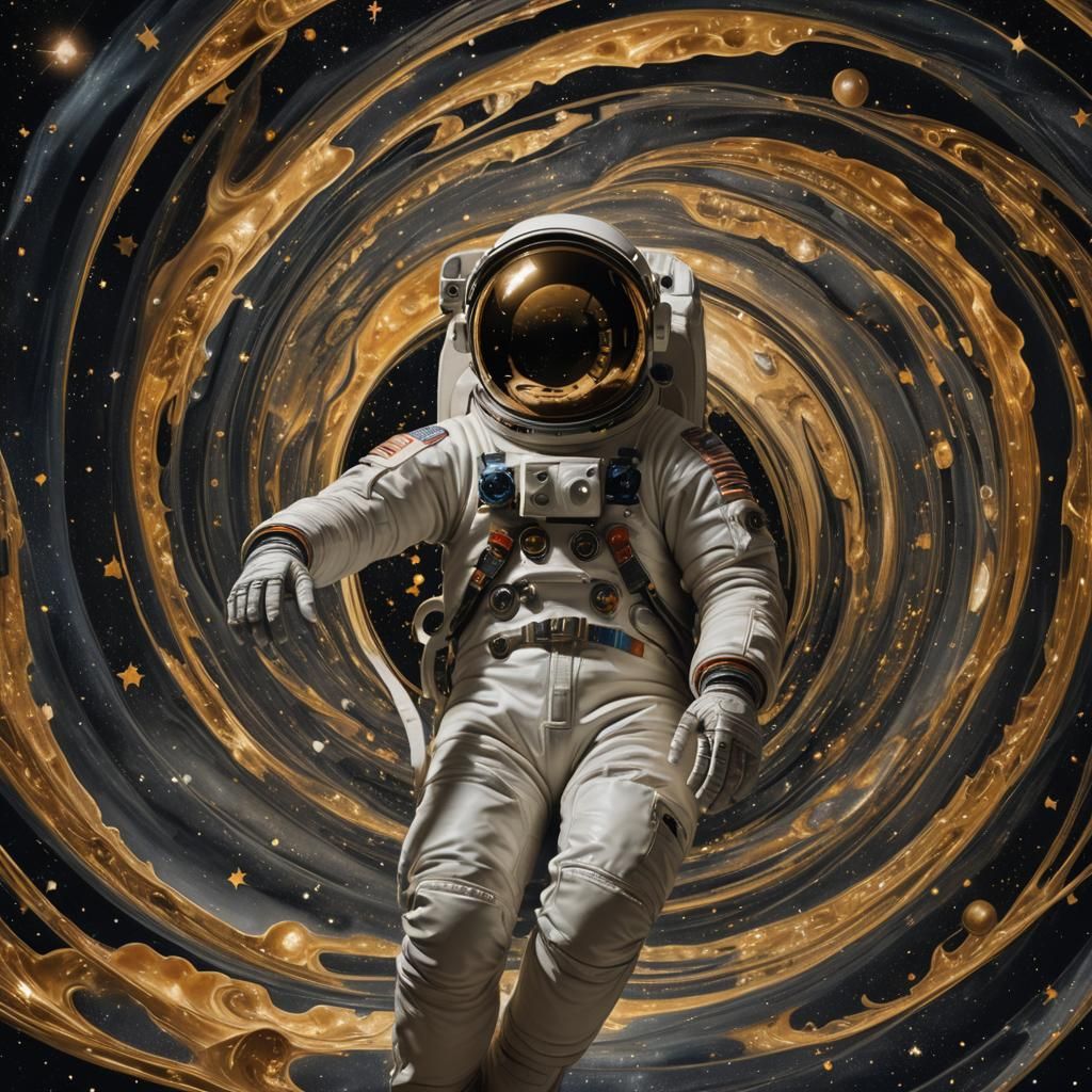 Astronaut in Black Hole: Cosmic Surrealism
