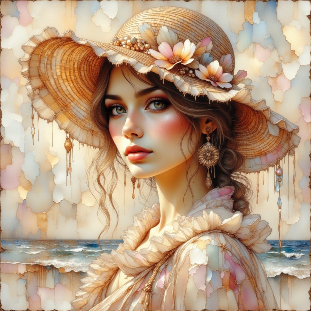 Ethereal Woman Portrait in Monet Style