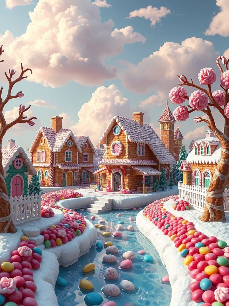 Surreal Village of Colorful Breads in Whimsical Detail