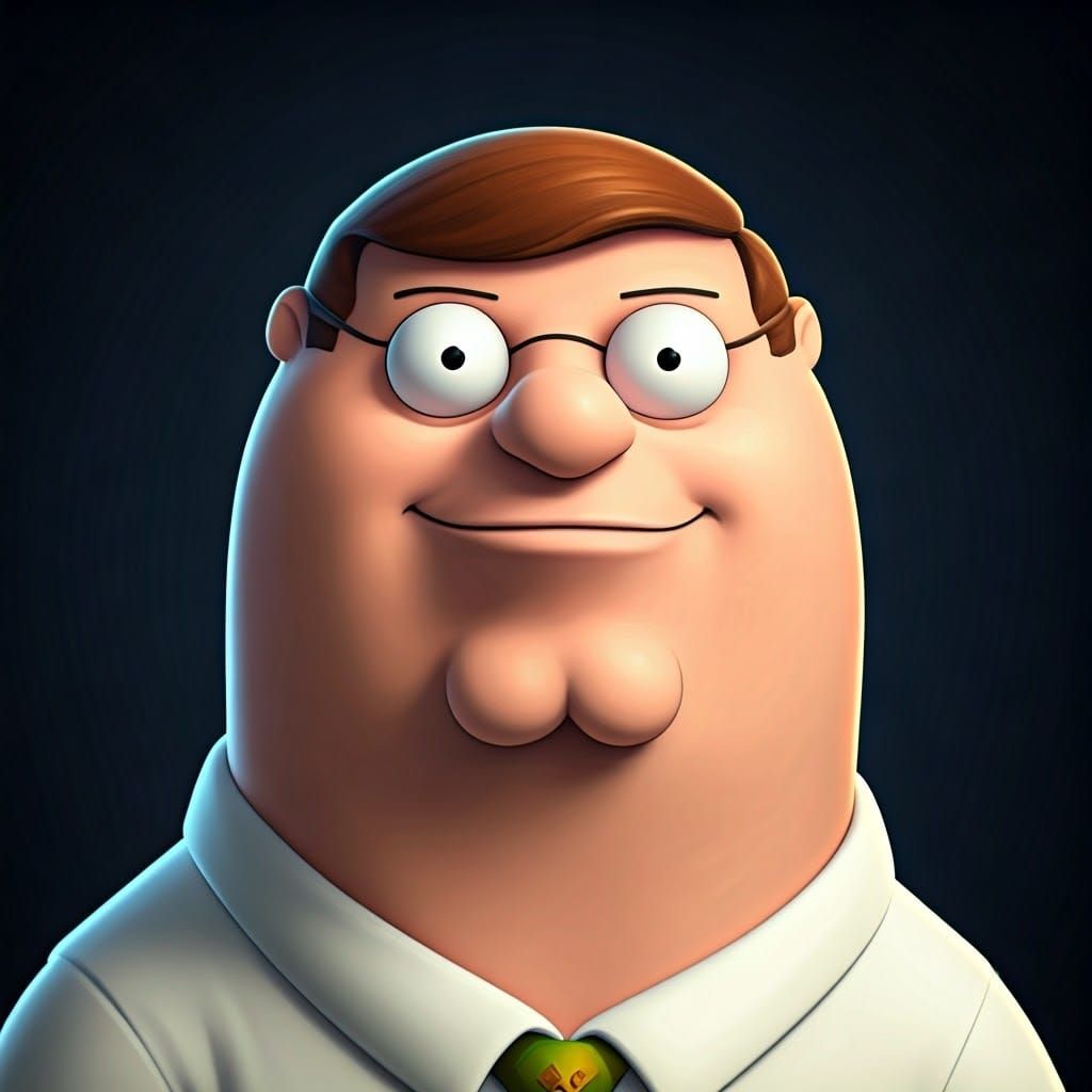 Peter Griffin Portrait in 3D Anime Style