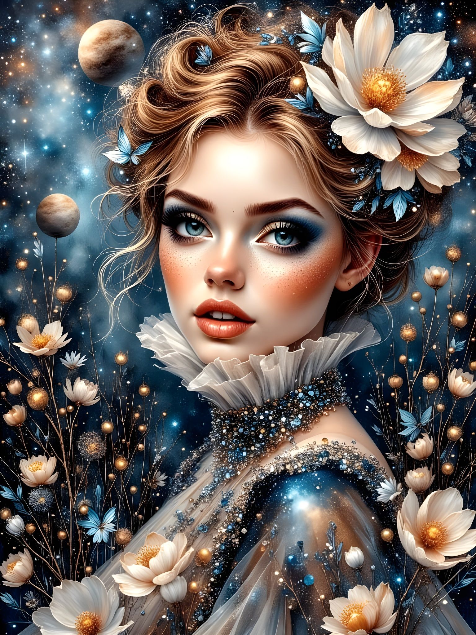 Ethereal Glitter Fairy in Cosmic Landscape