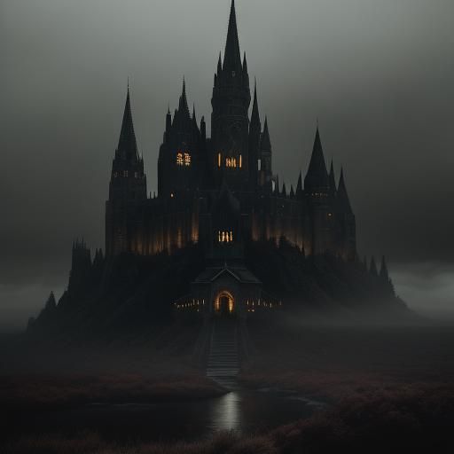 Mysterious Gothic Castle in Cinematic Lighting