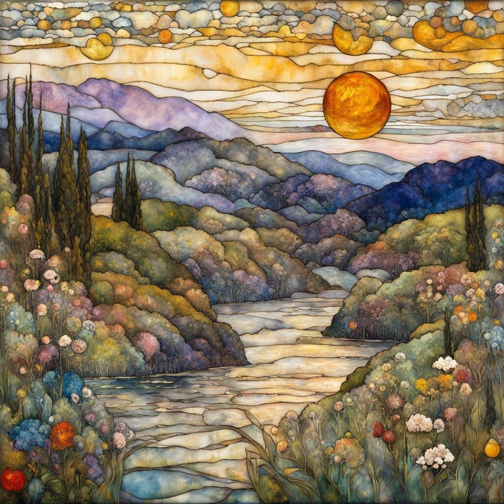 Surrealist Landscape in Vibrant, Pastel Colors