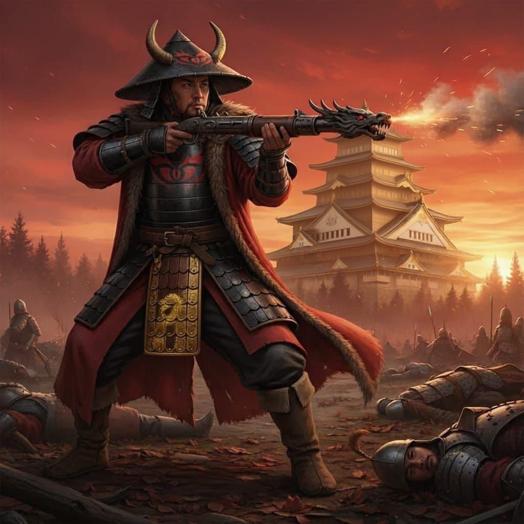 Rhun Soldier in Dragon Armor on East Asian Battlefield